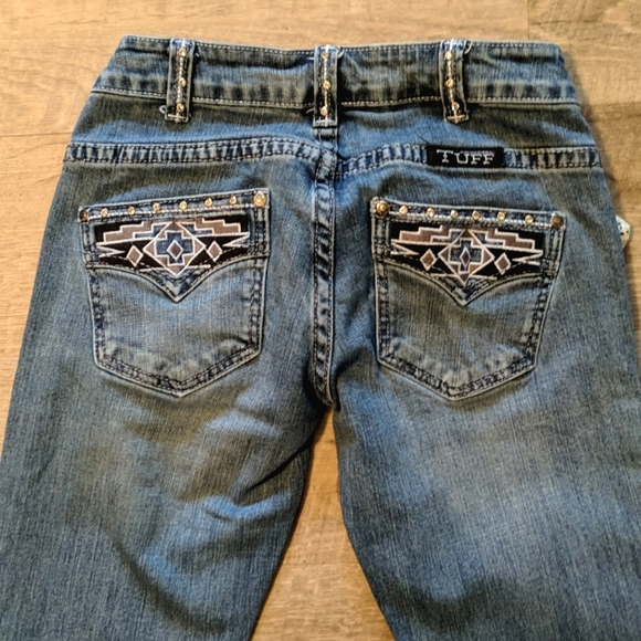 COWGIRL TUFF Sonora bootcut blingy Aztec embroidered blue jeans JS0N0R sz 24x33L - Picture 4 of 15